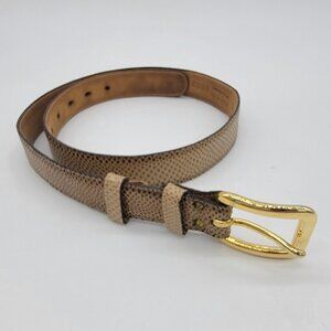Vintage Anne Klein AK For Calderon Belt‎ Women Leather Snakeskin Tan Brown S